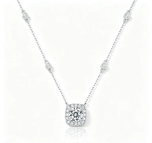 Anryss 925 Sterling Silver Necklace with Moissanite Dream Pendant - Fashionable Clavicle Chain Accessories