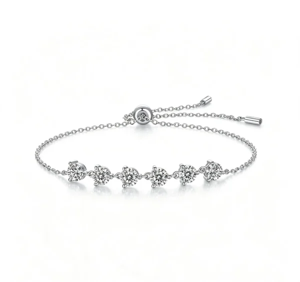 Anryss 925 sterling silver Bracelet with moissanite silver plated with white gold