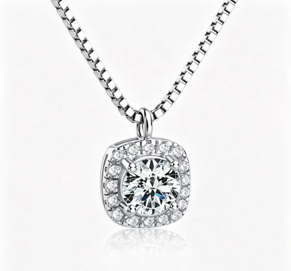 Anryss 925 sterling silver moissanite necklace for women small sugar cube design versatile and sophisticated clavicle chain