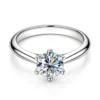Anryss 925 sterling silver Classic six-prong moissanite ring for women plated with 18k gold