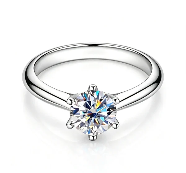 Anryss 925 sterling silver Classic six-prong moissanite ring for women plated with 18k gold