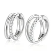 Anryss 925 sterling silver Unique double hoop earrings for women, minimalist and unique moissanite earrings