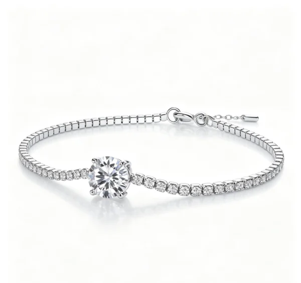 Anryss 925 sterling silver Dawn Dewdrop Bracelet Moissanite Plated with White Gold and Silver