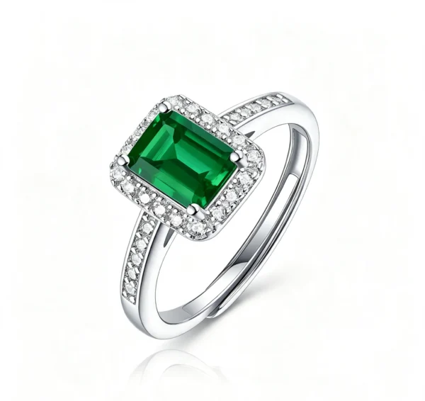 Anryss 925 sterling silver Emerald ring a stylish and versatile accessory perfect for gifting to mothers or friends Adjustable opening