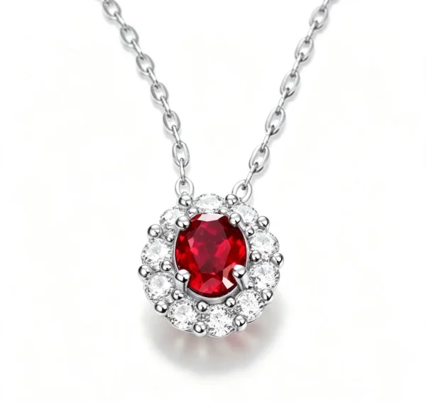 Anryss 925 sterling silver Ruby pendant necklace vintage European and American style a holiday gift