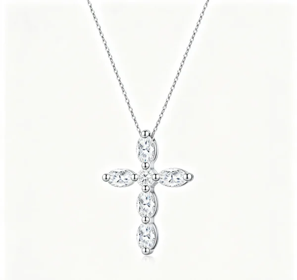 Anryss 925 sterling silver Popular European and American style cross moissanite necklace for women niche clavicle chain pendant