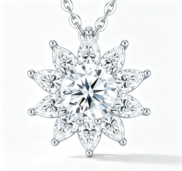 Anryss 925 sterling silver A niche design with a sunflower moissanite pendant exuding understated luxury and sophisticated clavicle necklace