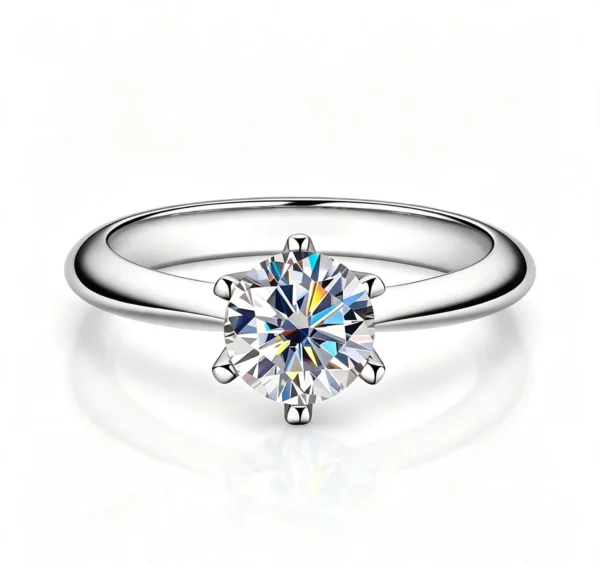 Anryss 925 sterling silver Classic six-prong moissanite ring for women plated with 18k gold