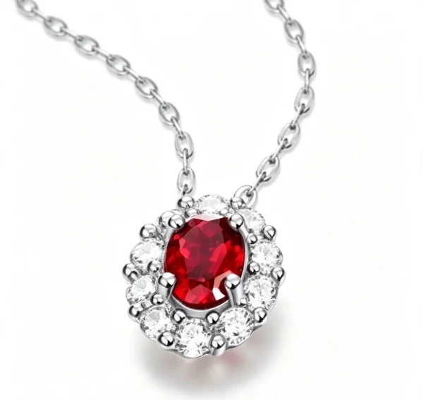 Anryss 925 sterling silver Ruby pendant necklace vintage European and American style a holiday gift
