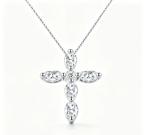 Anryss 925 sterling silver Popular European and American style cross moissanite necklace for women niche clavicle chain pendant