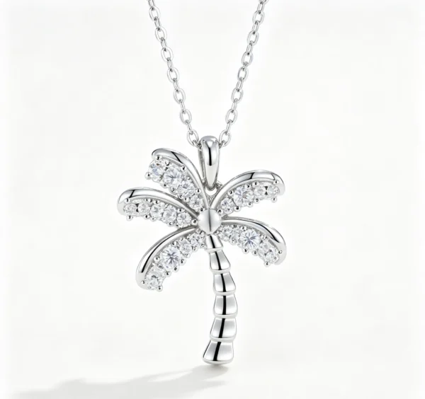 Anryss 925 sterling silver Coconut tree necklace for women classic European and American style moissanite clavicle chain