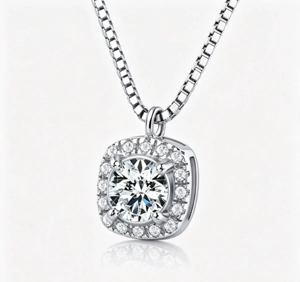 Anryss 925 sterling silver moissanite necklace for women small sugar cube design versatile and sophisticated clavicle chain