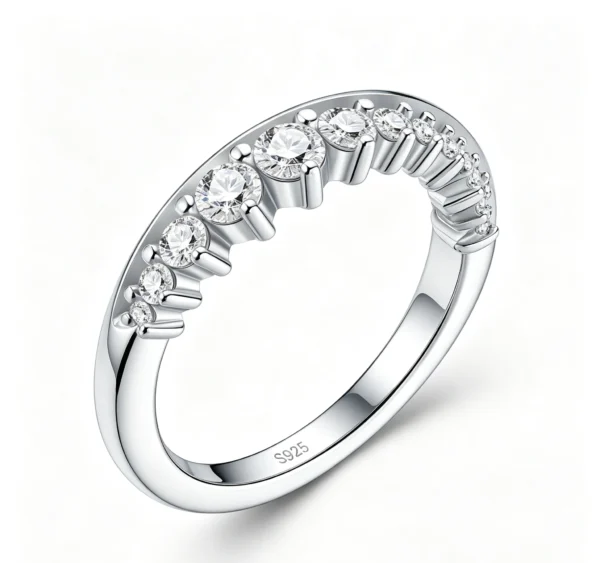 Anryss 925 sterling silver Moissanite closed-loop rings are hot-selling fashionable office lady style rings