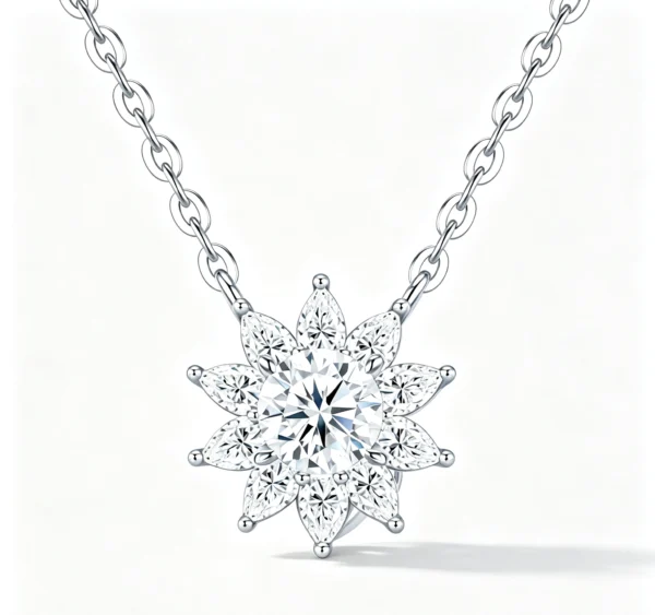 Anryss 925 sterling silver A niche design with a sunflower moissanite pendant exuding understated luxury and sophisticated clavicle necklace