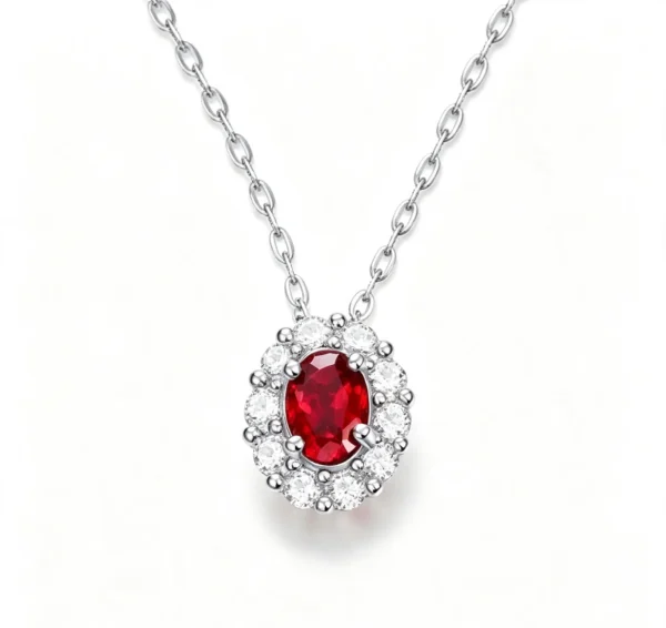 Anryss 925 sterling silver Ruby pendant necklace vintage European and American style a holiday gift