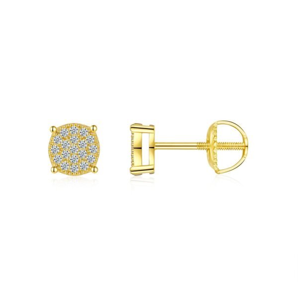 Anryss 925 sterling silver Classic four-prong moissanite stud earrings for women gold-plated trendy "Ins-style" design