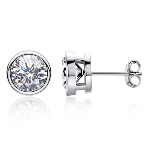 Anryss 925 sterling silver Classic and versatile moissanite stud earrings with lace six-prong setting