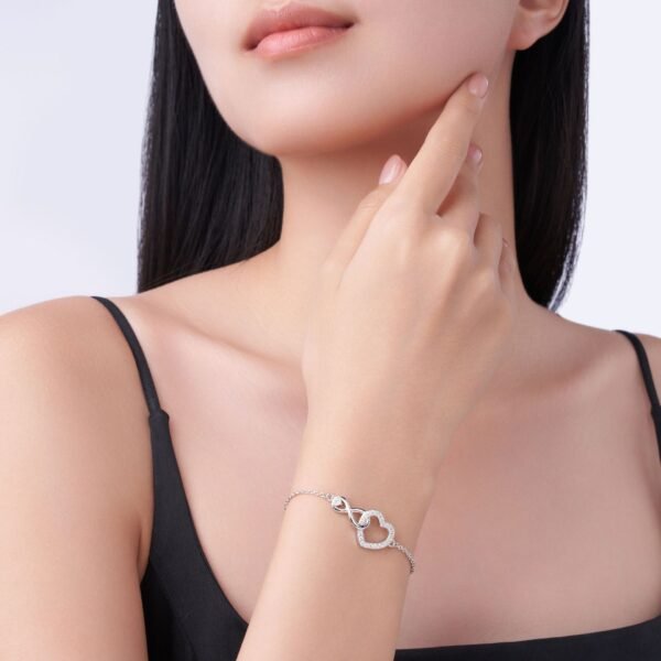 Anryss 925 sterling silver Moissanite heart-shaped women's bracelet, European and American niche design light luxury style