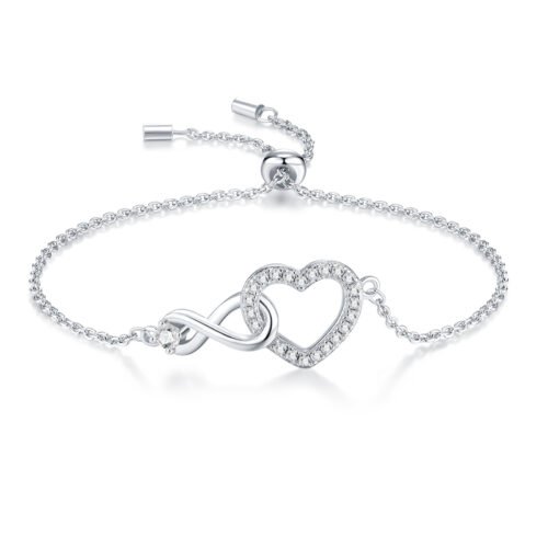 Anryss 925 sterling silver Moissanite heart-shaped women's bracelet, European and American niche design light luxury style
