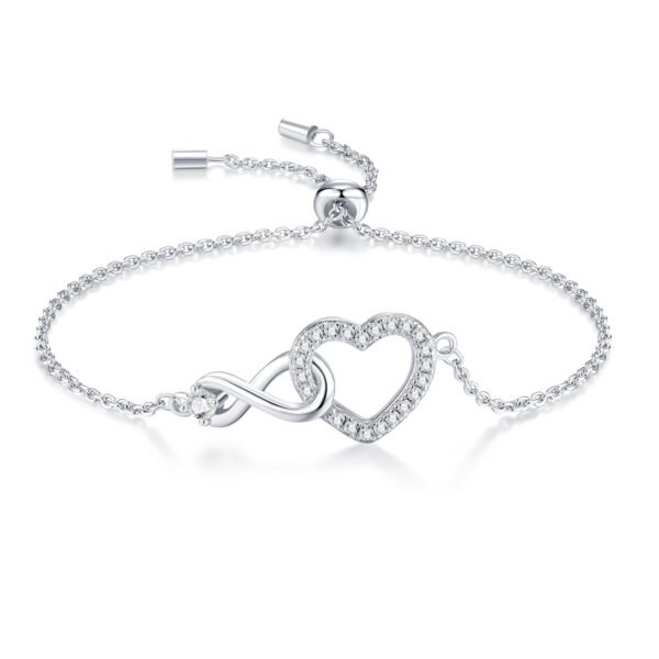 Anryss 925 sterling silver Moissanite heart-shaped women's bracelet, European and American niche design light luxury style
