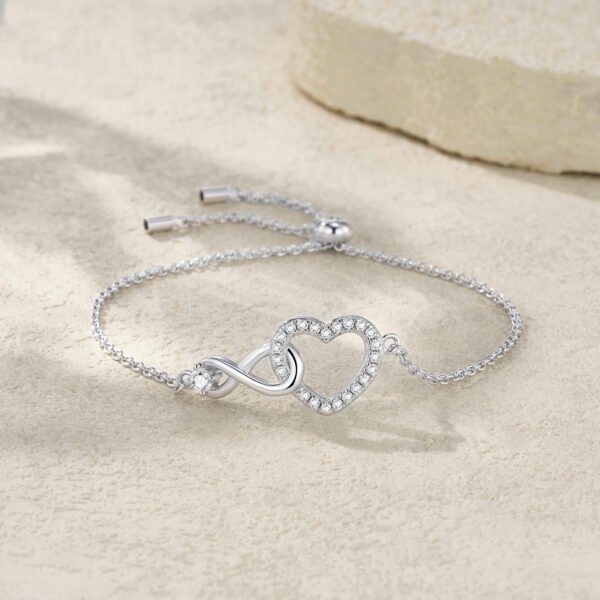 Anryss 925 sterling silver Moissanite heart-shaped women's bracelet, European and American niche design light luxury style