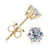 Anryss 925 Sterling Silver Niche Classic Four-Prong Authentic Moissanite Stud Earrings for Women Plated with 18K Gold