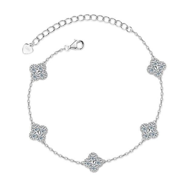 Anryss 925 sterling silver four-leaf clover moissanite bracelet a luxurious and sophisticated piece
