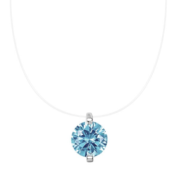 Anryss 925 sterling silver 2-carat blue diamond invisible necklace with mermaid's tears and sapphire pendant