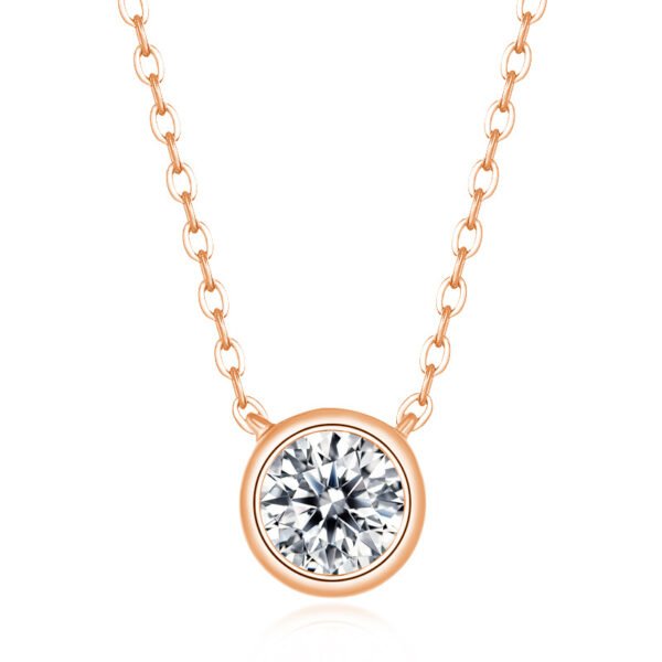 Anryss 925 sterling silver Moissanite necklace rose gold clavicle chain minimalist style