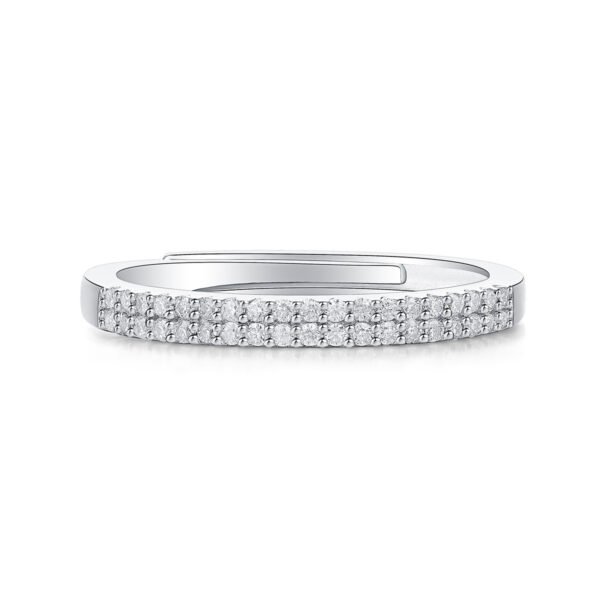 Anryss 925 sterling silver Adjustable Moissanite ring with a row of micro-set stones—an elegant understated luxury style for women