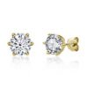 Anryss 925 sterling silver Classic six-prong moissanite stud earrings for women – gold-plated minimalist style