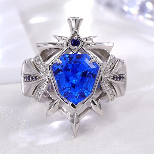 Anryss 925 sterling silver 18K gold Gemstone ring 2 carats diamond-shaped women's ring