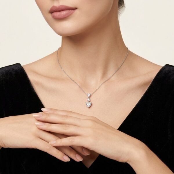 Anryss 925 sterling silver Moissanite necklace with heart-shaped pendant a luxurious style for women