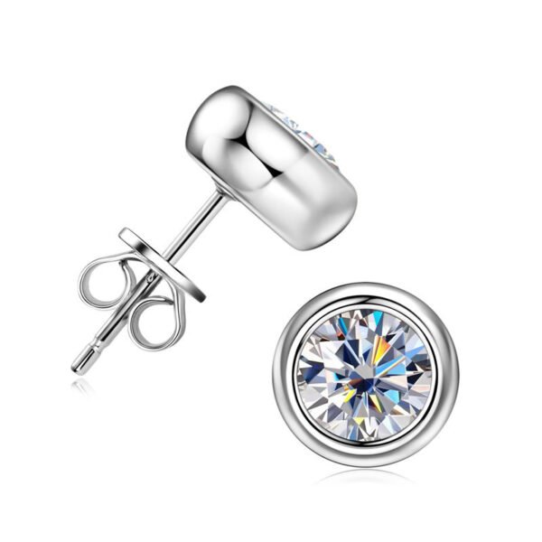 Anryss 925 sterling silver Classic six-prong moissanite stud earrings for women – gold-plated minimalist style