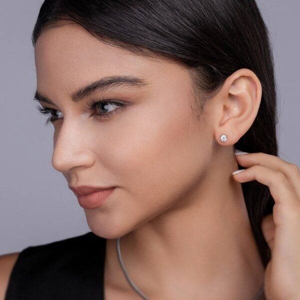 Anryss 925 sterling silver Moissanite minimalist four-prong stacked style unisex stud earrings