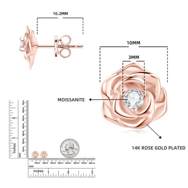Anryss 925 sterling silver "Insta-style" fresh and minimalist rose gold moissanite stud earrings