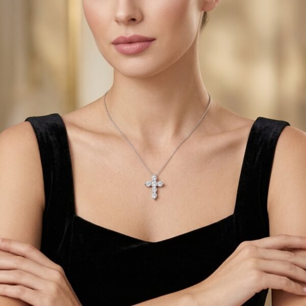 Anryss 925 sterling silver Moissanite cross necklace for women simple and stylish European and American style clavicle chain