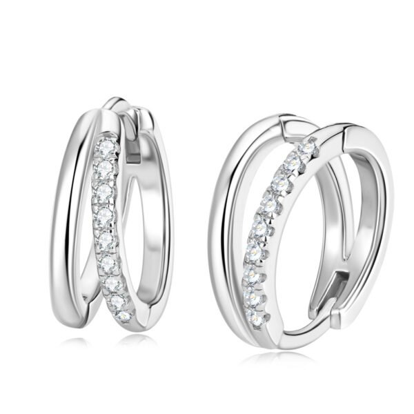 Anryss 925 sterling silver Unique double hoop earrings for women, minimalist and unique moissanite earrings