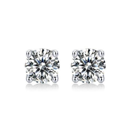 Anryss 925 sterling silver Moissanite minimalist four-prong stacked style unisex stud earrings