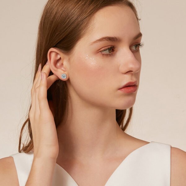 Anryss 925 sterling silver Four-claw square bag style earrings with one-carat moissanite sugar cube design unisex earrings