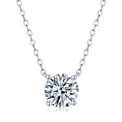 Anryss 925 sterling silver Minimalist-style four-prong moissanite clavicle pendant necklace