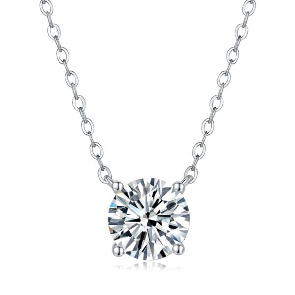 Anryss 925 sterling silver Minimalist-style four-prong moissanite clavicle pendant necklace