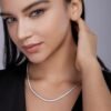 Anryss 925 sterling silver European and American style layered clavicle necklace, moissanite starry sky necklace, women's tennis necklace