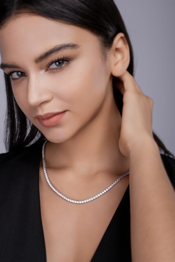 Anryss 925 sterling silver European and American style layered clavicle necklace, moissanite starry sky necklace, women's tennis necklace