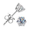 Anryss 925 Sterling Silver Niche Classic Four-Prong Authentic Moissanite Stud Earrings for Women Plated with 18K Gold