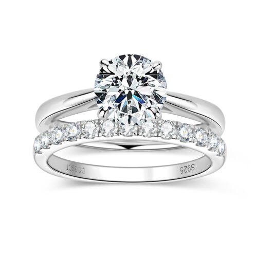Anryss 925 sterling silver Women's Stackable Moissanite Ring Set – 18K Gold-Plated Affordable Luxury with a Sophisticated Aesthetic