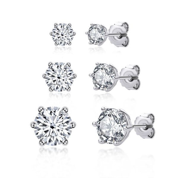 Anryss 925 sterling silver Classic six-prong moissanite stud earrings for women – gold-plated minimalist style
