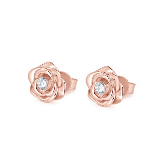 Anryss 925 sterling silver "Insta-style" fresh and minimalist rose gold moissanite stud earrings