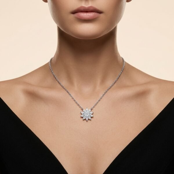 Anryss 925 sterling silver A niche design with a sunflower moissanite pendant exuding understated luxury and sophisticated clavicle necklace