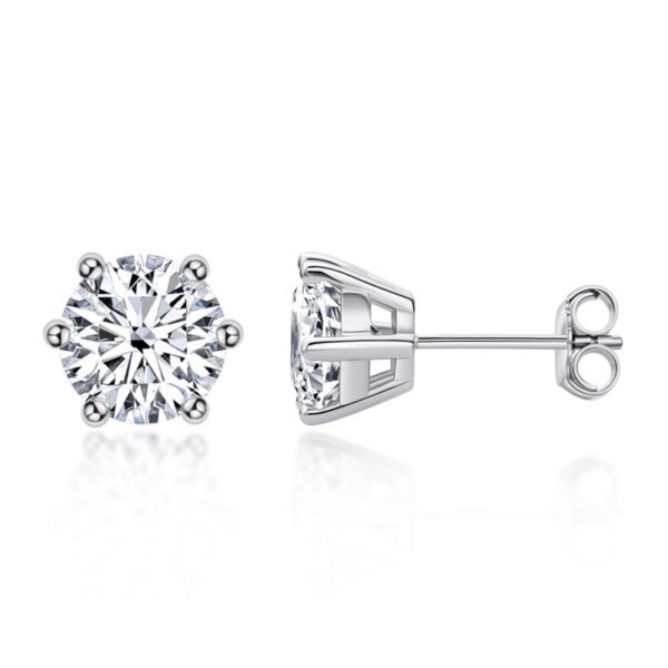 Anryss 925 sterling silver Classic six-prong moissanite stud earrings for women – gold-plated minimalist style